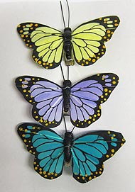 Schmetterling 3er Pack gelb+lila+türkis 7x5cm
